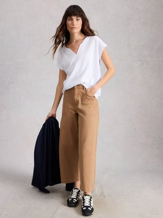 White Stuff Women's Nelly Notch Neck Tee In Brilliant White