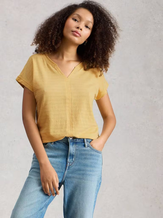 White Stuff Women's Nelly Notch Neck Tee In Light Yellow