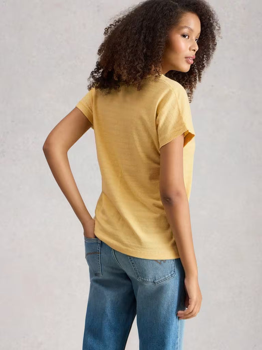 White Stuff Women's Nelly Notch Neck Tee In Light Yellow