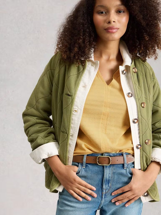 White Stuff Women's Nelly Notch Neck Tee In Light Yellow