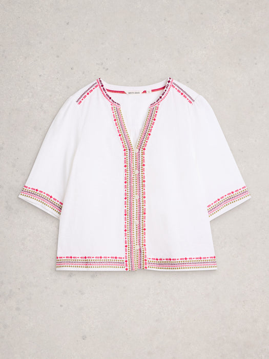 White Stuff Women's Lizzie Embroidered Top In Ivory Multi