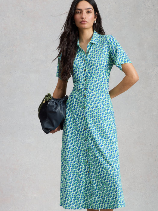 White Stuff Women's Rua Jersey Shirt Dress In Green Print