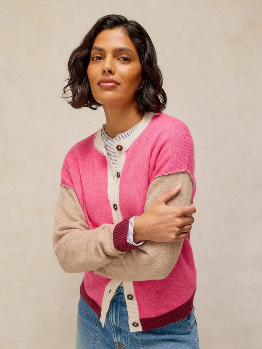 White Stuff Women's Sansa Colourblock Cardi In Pink Multi