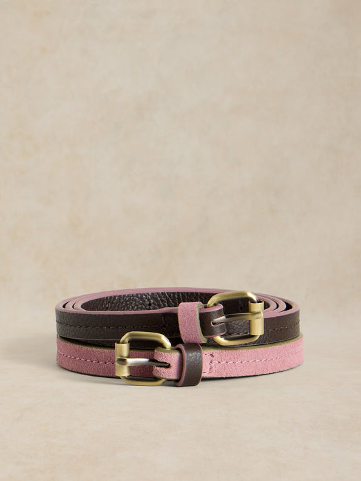 White Stuff Women's 2 Pack Leather Belt In Pink Multi