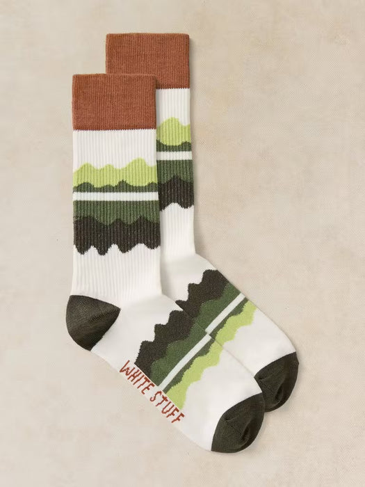 White Stuff Men's Wavy Stripe Rib Ankle Sock In White Multi
