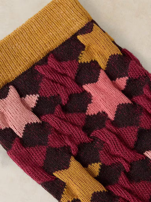 White Stuff Women's Star Texture Ankle Sock In Plum Multi