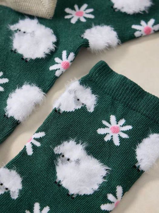 White Stuff Women's Fluffy Sheep Ankle Sock In Dark Green