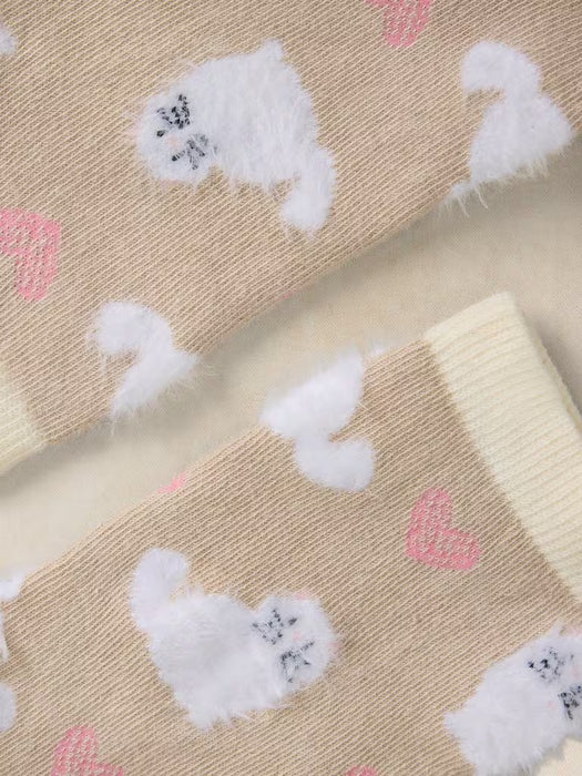 White Stuff Women's Fluffy Cat Ankle Sock In Dark Natural