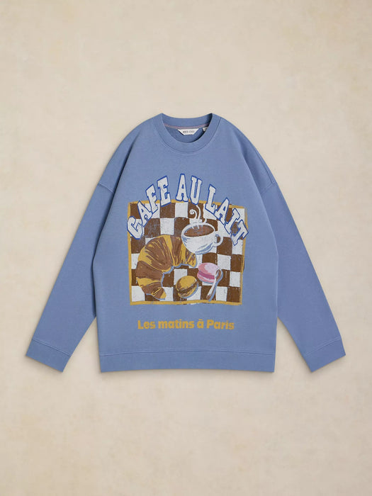 White Stuff Women's Cleo Longline Graphic Sweat In Blue Print
