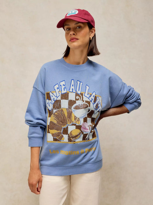White Stuff Women's Cleo Longline Graphic Sweat In Blue Print