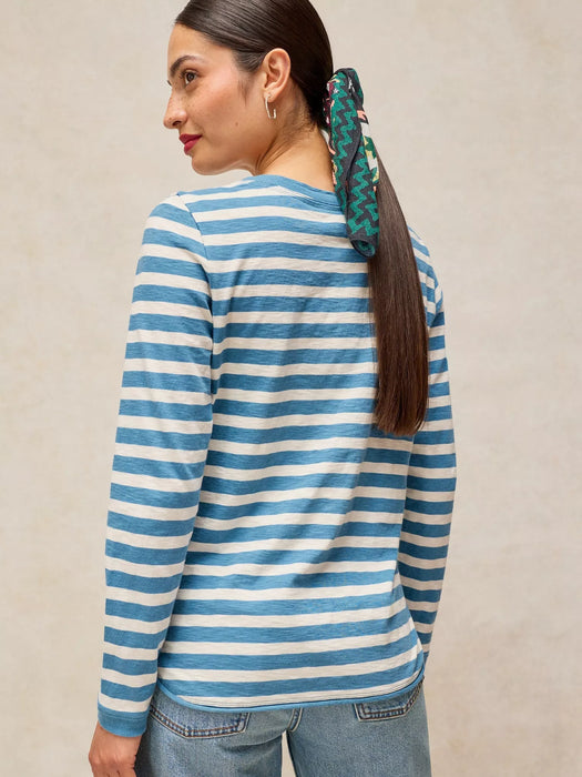 White Stuff Women's Clara Striped Embroidered Tee In Ivory Multi