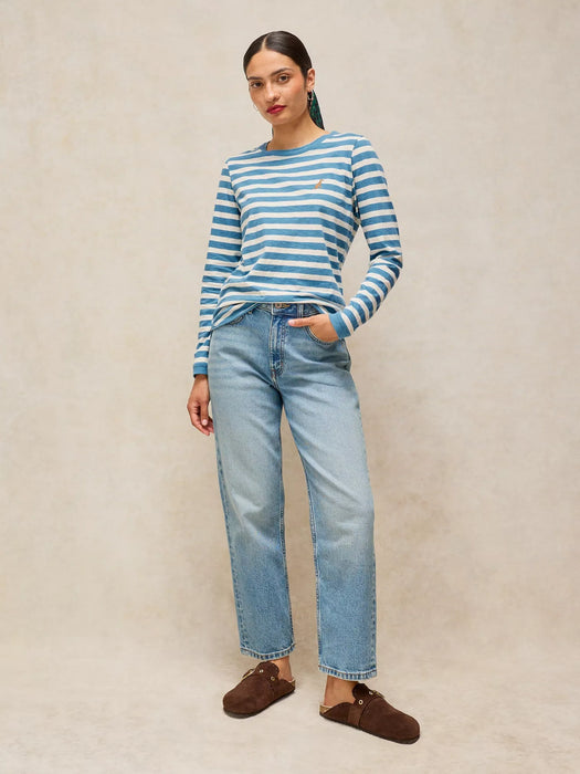 White Stuff Women's Clara Striped Embroidered Tee In Ivory Multi