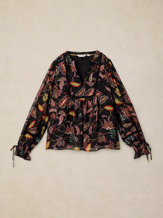 White Stuff Women's Elanor Poet Top In Black Multi