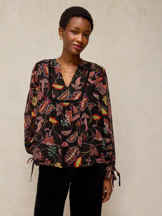 White Stuff Women's Elanor Poet Top In Black Multi