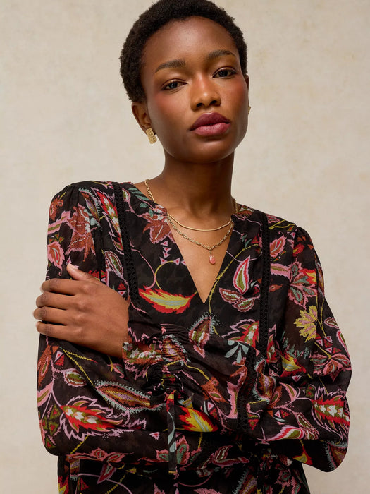 White Stuff Women's Elanor Poet Top In Black Multi