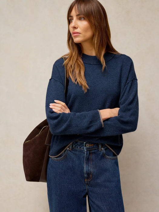 White Stuff Women's Cashmere Nep Crew Jumper In Dark Navy