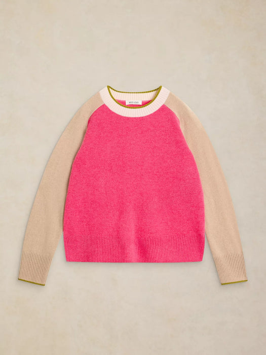 White Stuff Women's Cashmere Colourblock Jumper In Pink Multi