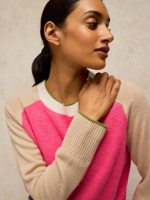 White Stuff Women's Cashmere Colourblock Jumper In Pink Multi