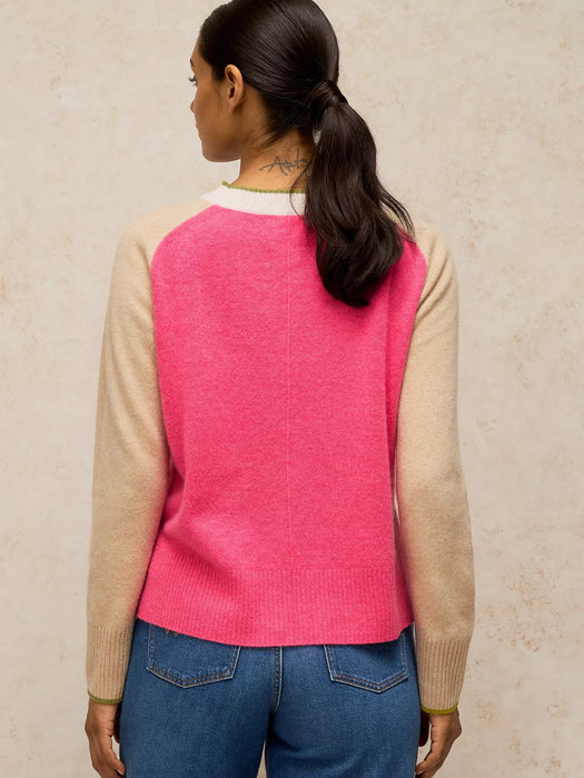 White Stuff Women's Cashmere Colourblock Jumper In Pink Multi