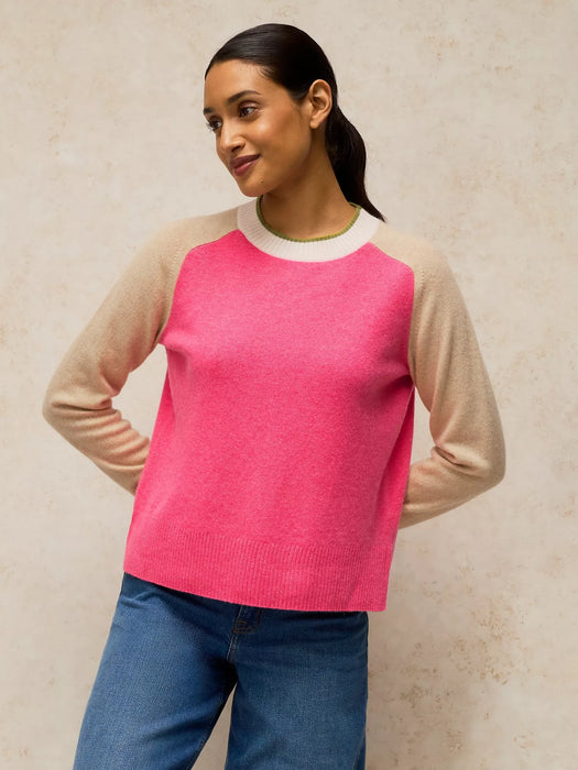 White Stuff Women's Cashmere Colourblock Jumper In Pink Multi