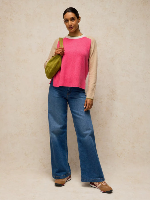 White Stuff Women's Cashmere Colourblock Jumper In Pink Multi