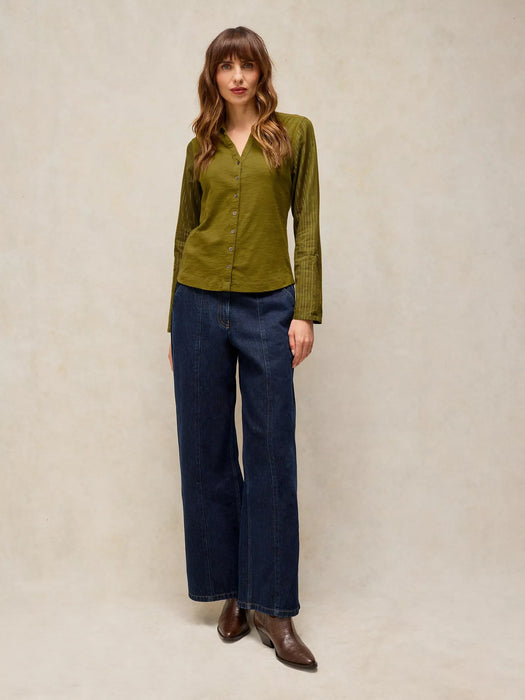 White Stuff Women's Annie Sparkle Mix Shirt In Mid Green