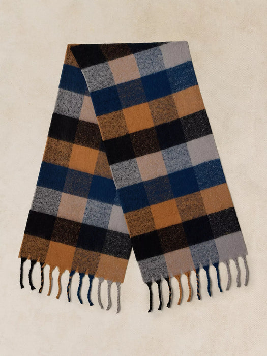 White Stuff Men's Samuel Brushed Check Scarf In Navy Multi