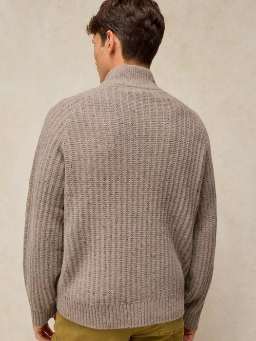 White Stuff Men's Selby Zip Funnel Jumper In Natural Multi