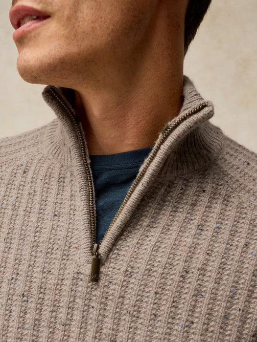 White Stuff Men's Selby Zip Funnel Jumper In Natural Multi