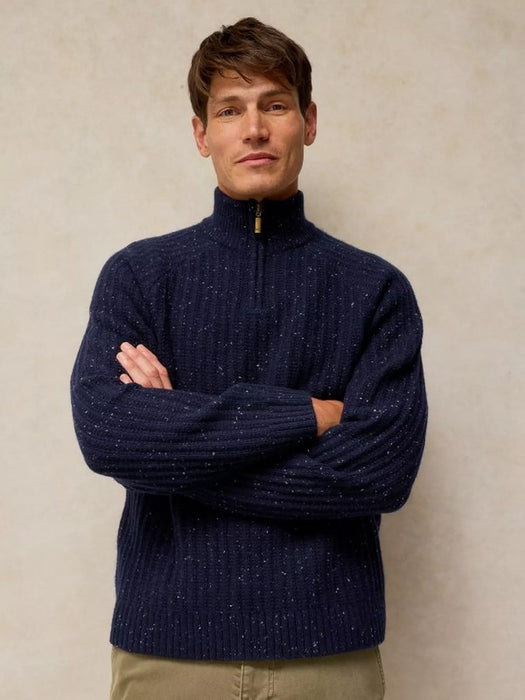 White Stuff Men's Selby Zip Funnel Jumper In Navy Multi