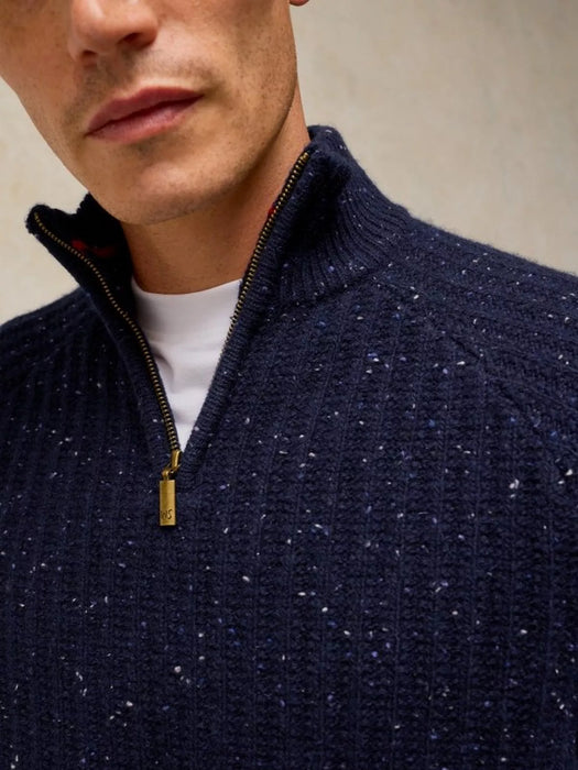 White Stuff Men's Selby Zip Funnel Jumper In Navy Multi