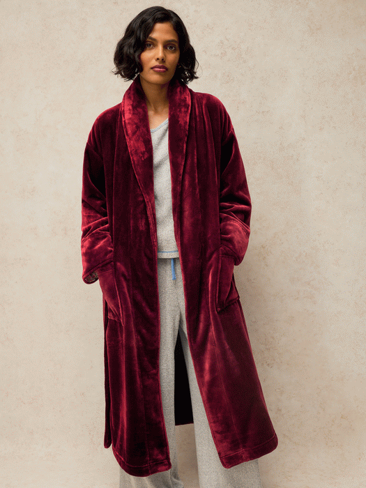 White Stuff Women's Clover Cosy Dressing Gown In Dark Plum