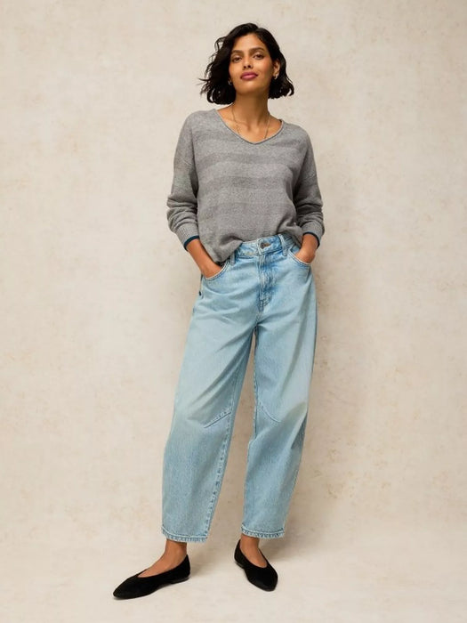 White Stuff Women's Sansa Stitch V Neck Jumper In Grey Multi