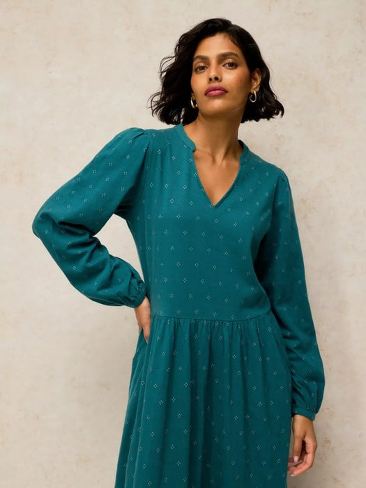 White Stuff Women's Leah Jersey Dress In Teal Multi