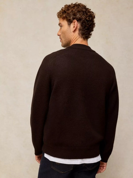 White Stuff Men's Bexley Bomber Zip Cardigan In Dark Brown
