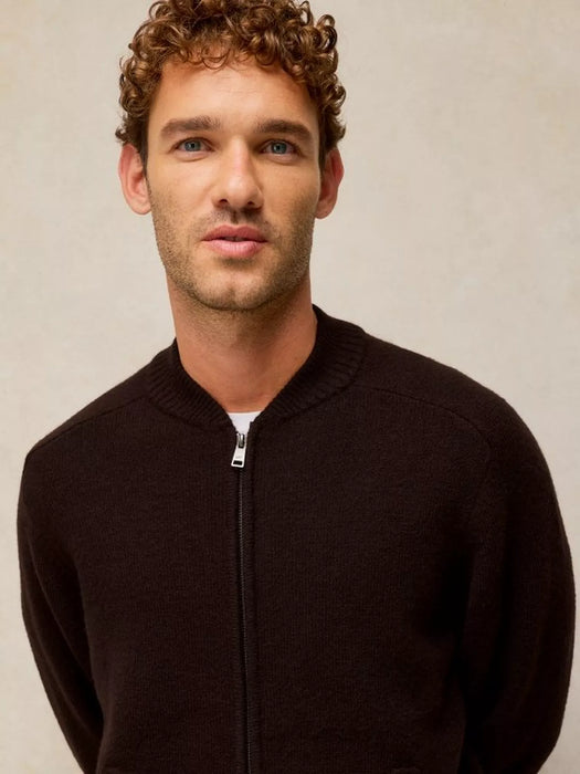 White Stuff Men's Bexley Bomber Zip Cardigan In Dark Brown