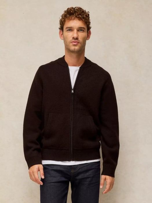 White Stuff Men's Bexley Bomber Zip Cardigan In Dark Brown