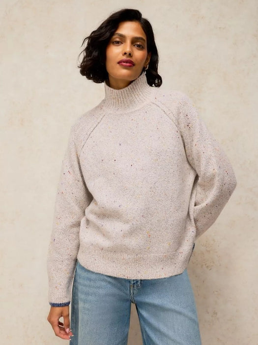 White Stuff Women's Talia Nep High Neck Jumper In Light Grey