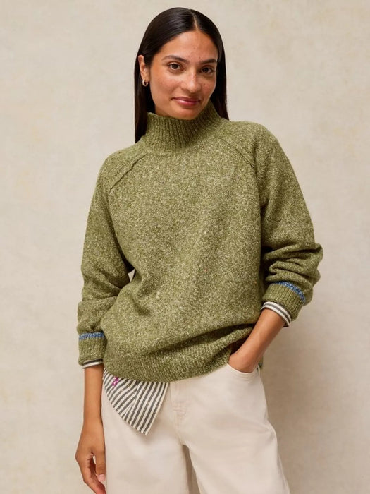 White Stuff Women's Talia Nep High Neck Jumper In Mid Green
