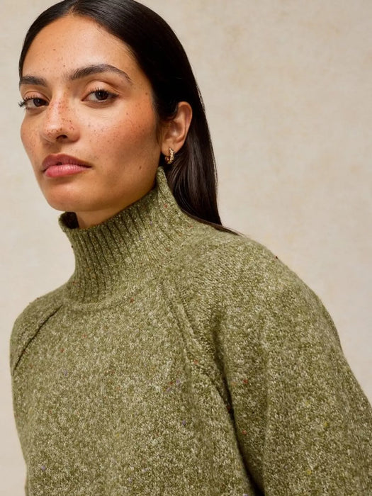 White Stuff Women's Talia Nep High Neck Jumper In Mid Green
