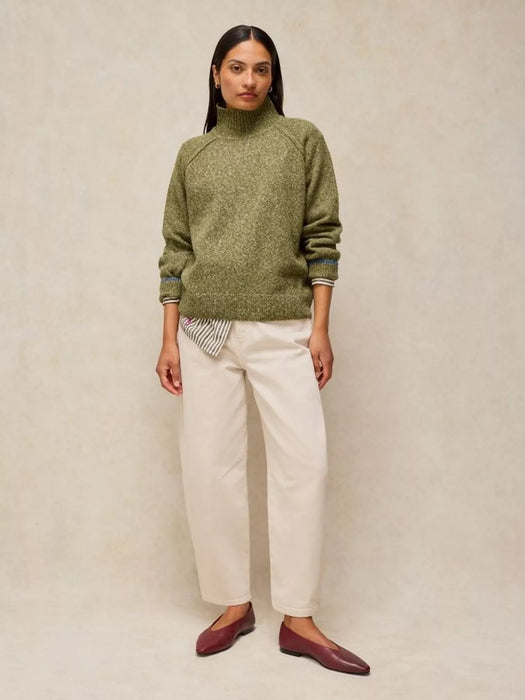 White Stuff Women's Talia Nep High Neck Jumper In Mid Green