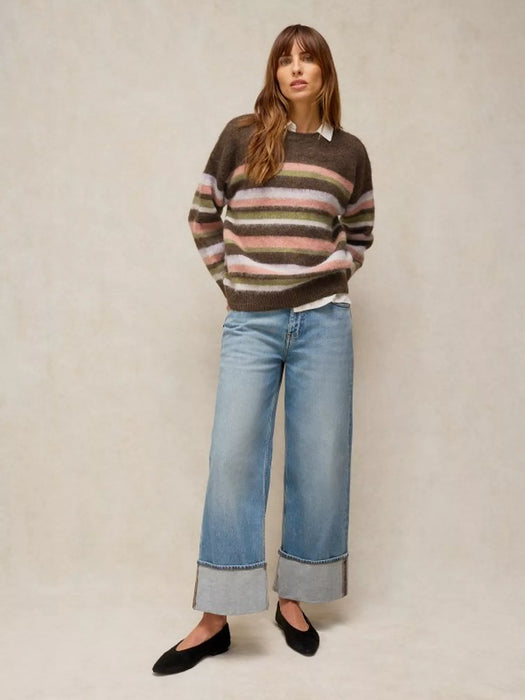 White Stuff Women's Strip Fairisle Jumper In Brown Multi