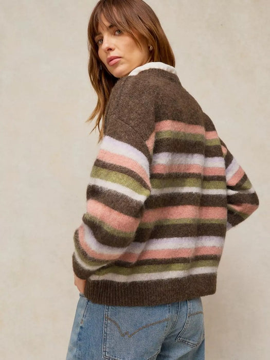White Stuff Women's Strip Fairisle Jumper In Brown Multi