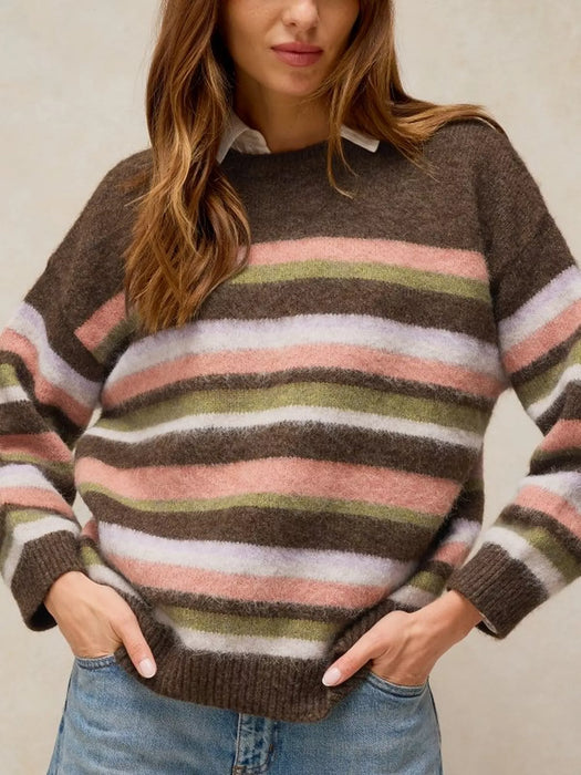 White Stuff Women's Strip Fairisle Jumper In Brown Multi
