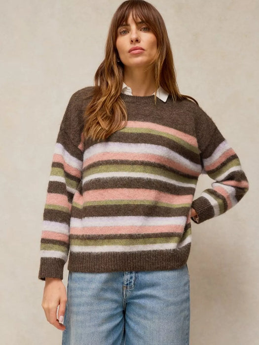 White Stuff Women's Strip Fairisle Jumper In Brown Multi