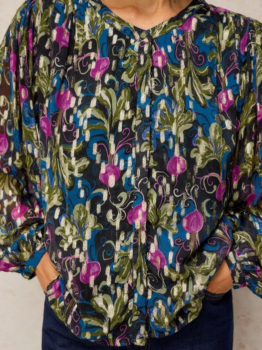 White Stuff Women's Lana Lurex Top In Navy Print