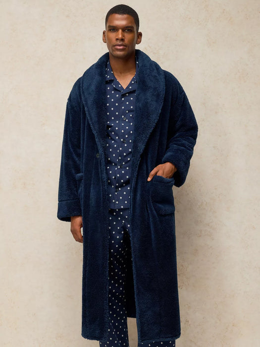 White Stuff Men's Cranworth Cosy Robe In Navy Print
