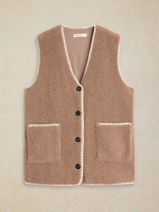 White Stuff Women's Borg Gilet In Dark Natural