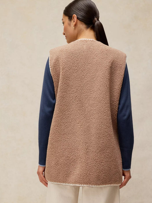 White Stuff Women's Borg Gilet In Dark Natural