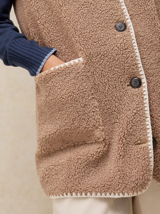 White Stuff Women's Borg Gilet In Dark Natural